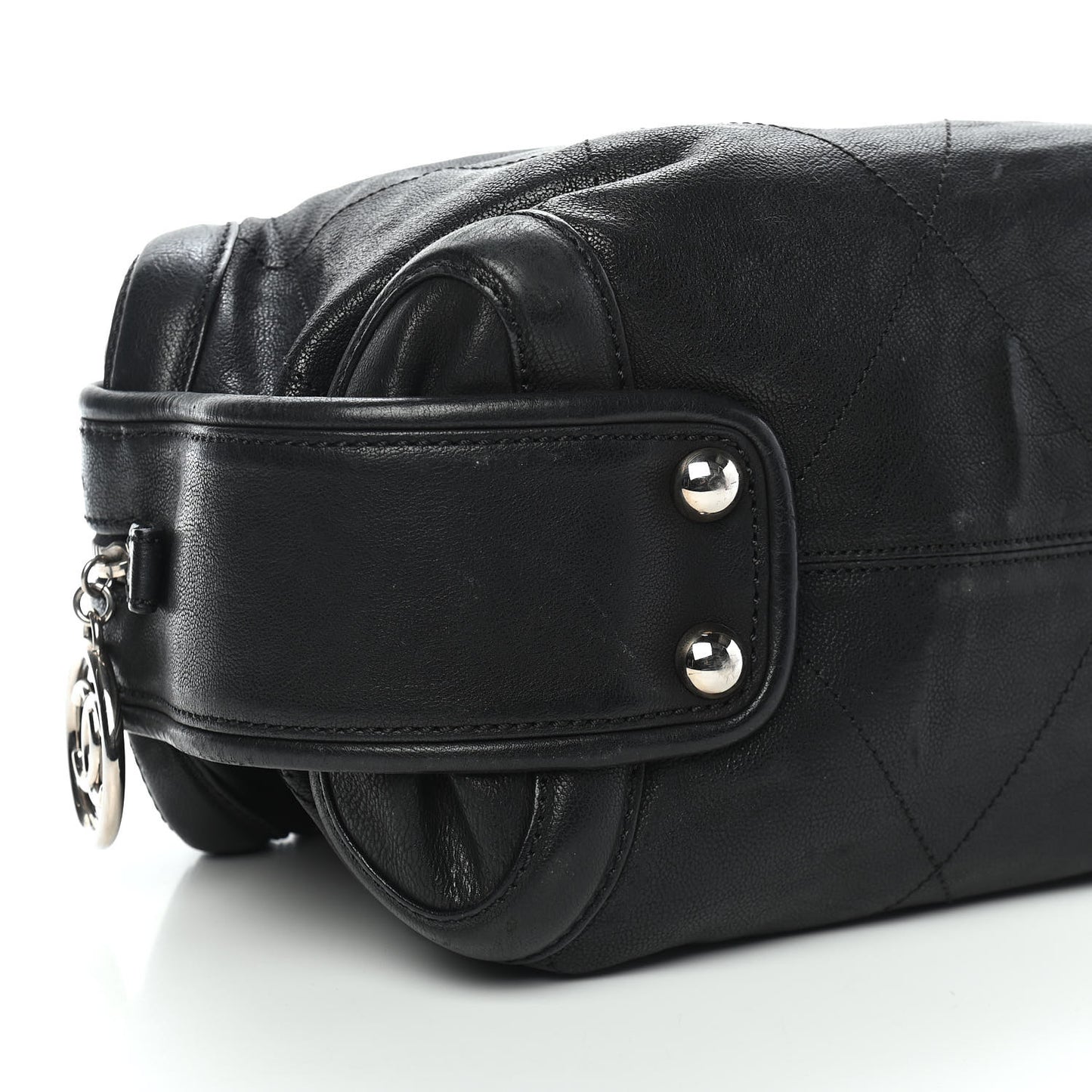 Calfskin Round Bowling Bag Black