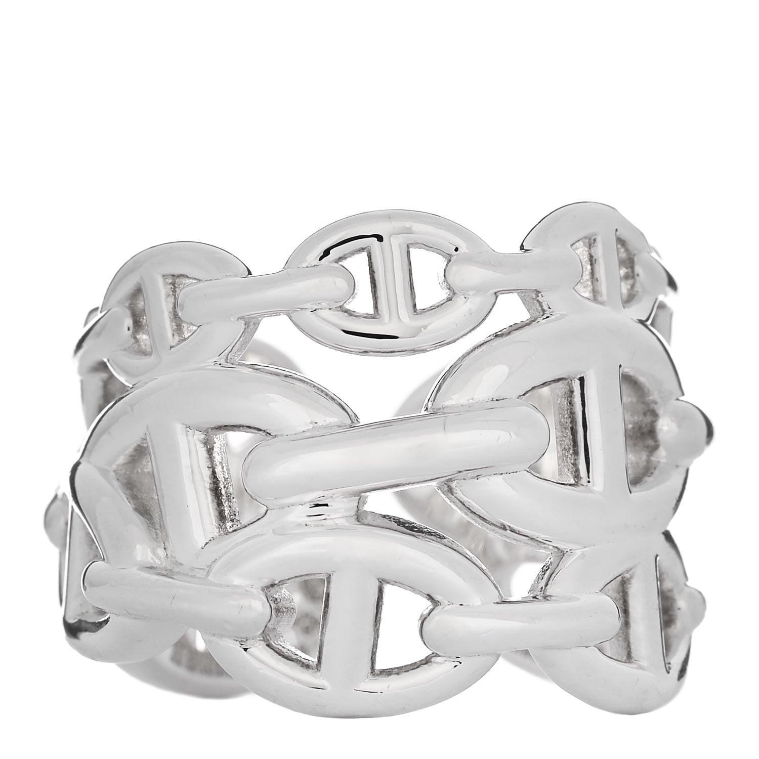 Hermes Sterling Silver GM Chaine d'Ancre Enchainee Band Ring 59 8.75 1 of 6