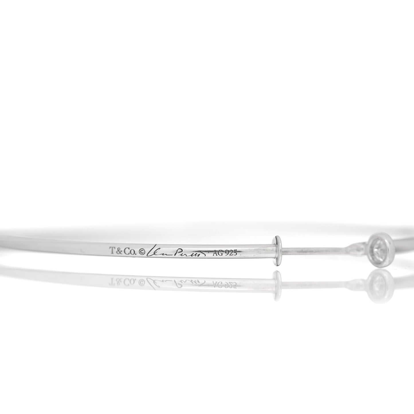 Sterling Silver Diamond Medium Elsa Peretti Hoop Earrings