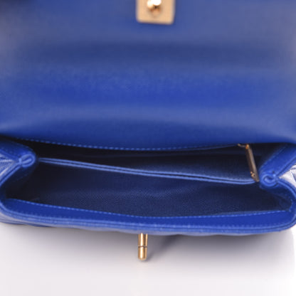 Chanel Caviar Chevron Quilted Mini Coco Handle Flap Blue 5 of 11