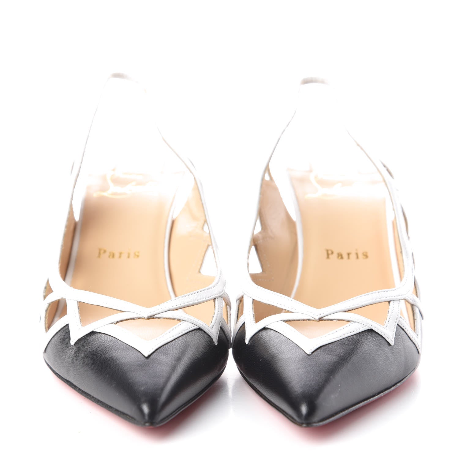 Christian Louboutin Kidskin Stellare Slingback Pumps 39 Black White 2 of 7