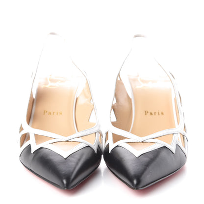 Christian Louboutin Kidskin Stellare Slingback Pumps 39 Black White 2 of 7