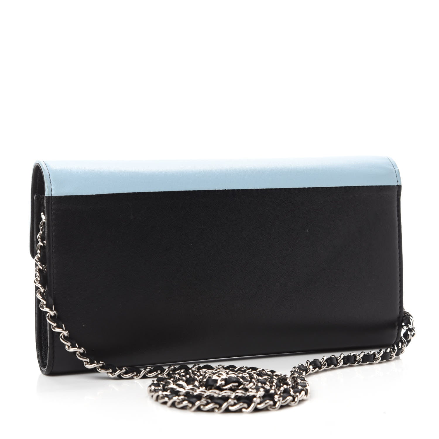 Chanel Lambskin Airlines Wallet On Chain WOC Blue Black Red 4 of 13