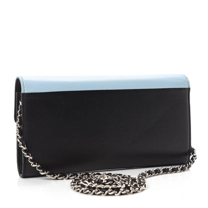 Chanel Lambskin Airlines Wallet On Chain WOC Blue Black Red 4 of 13