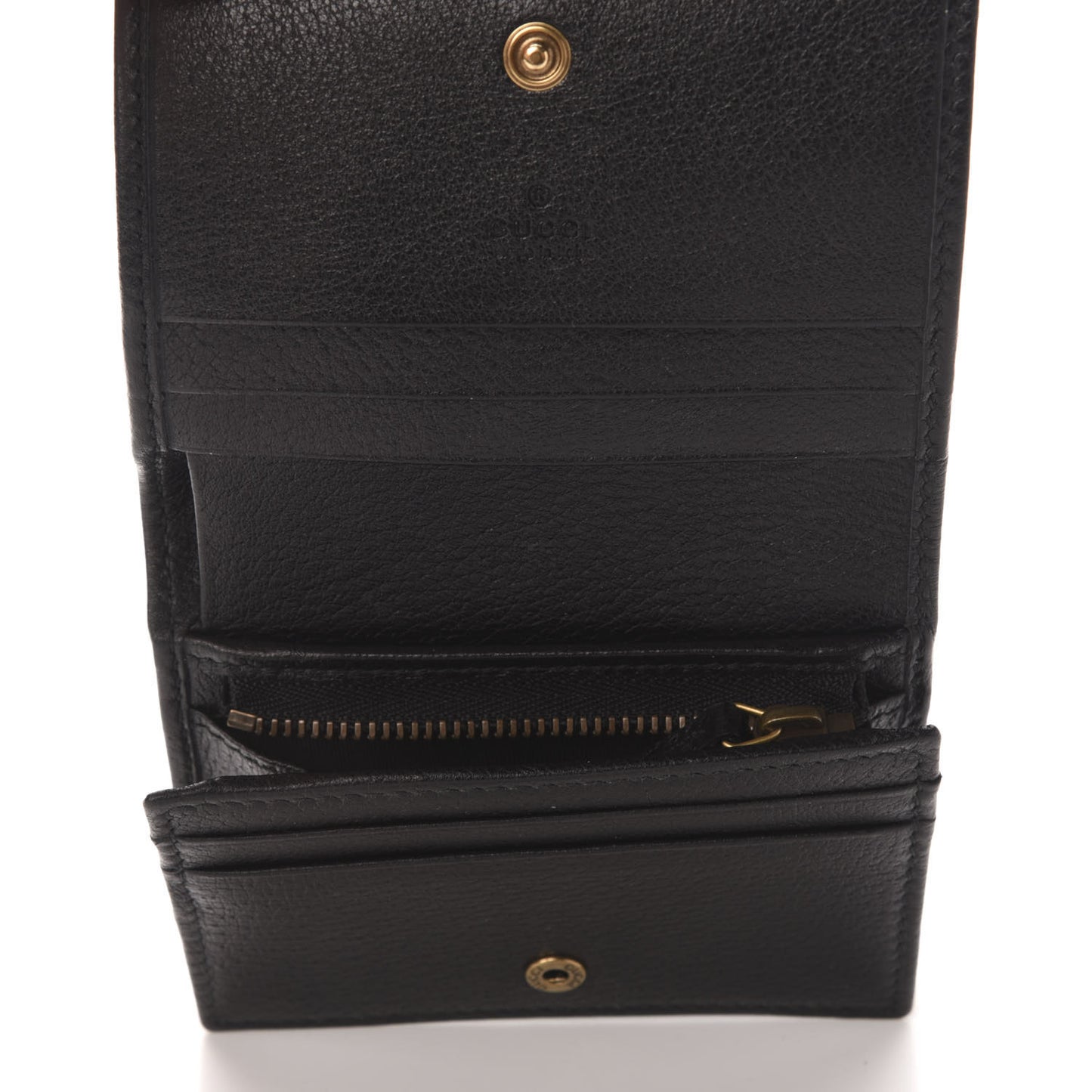 Calfskin Crystal Double G Card Case Black