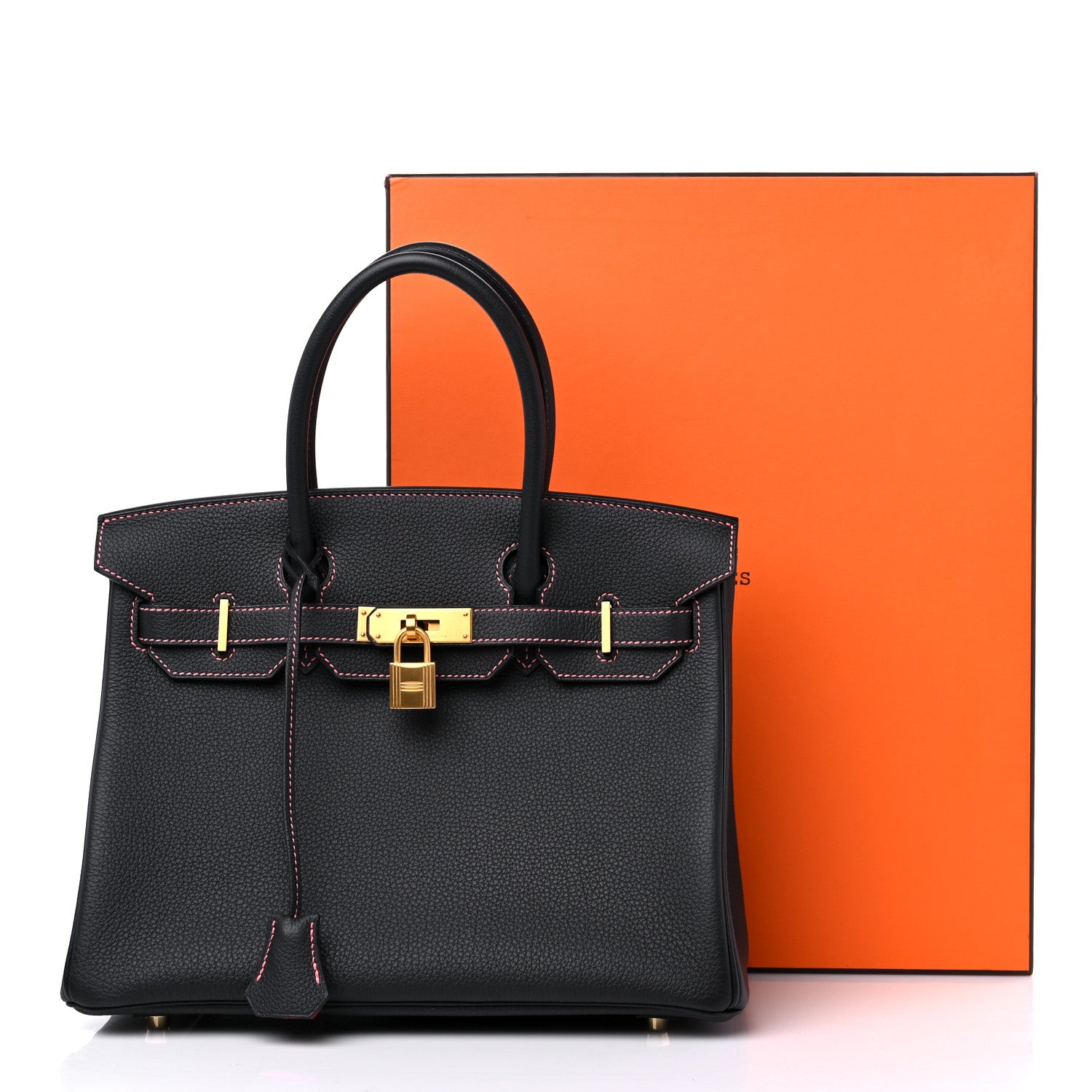 Hermes Togo Horseshoe Birkin 30 Plomb Rose Lipstick 10 of 10