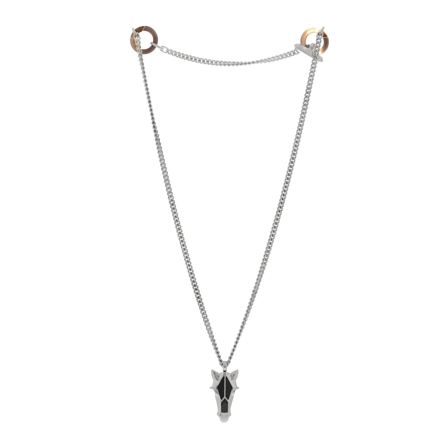 Hermes Lacquered Palladium Destrier Necklace Duo De Gris 2 of 4