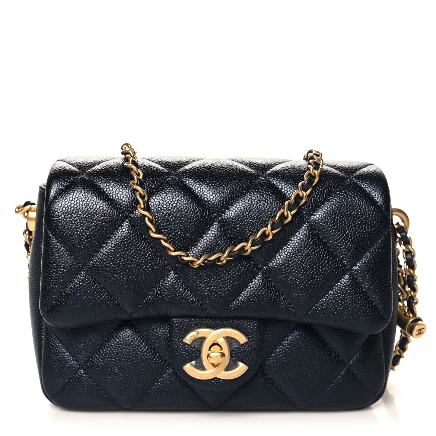 Iridescent Caviar Quilted Mini My Perfect Flap Black