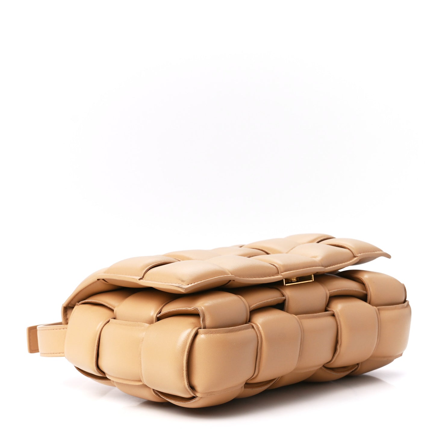 Nappa Maxi Intreccio Padded Cassette Crossbody Bag Almond