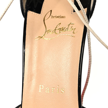 Christian Louboutin Patent Operissima Peep Toe Sandals Ankle Strap 39.5 Black White 8 of 9