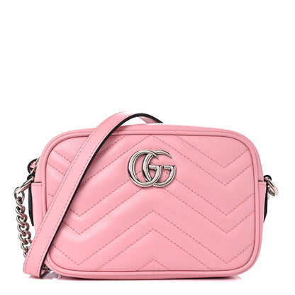 Gucci Calfskin Matelasse Mini GG Marmont Chain Shoulder Bag Wild Rose 1 of 9