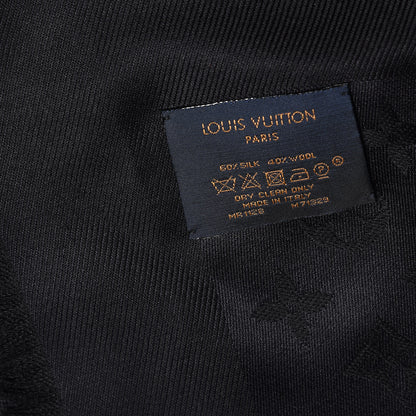 Louis Vuitton Silk Wool Monogram Shawl Black 4 of 5