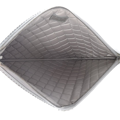 Chanel Calfskin Quilted Large Boy Chain Around Cosmetic Case Silver 7 of 12