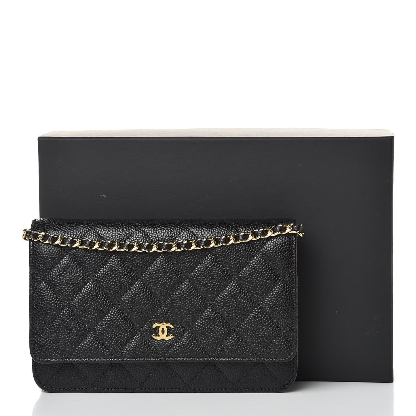 Caviar Quilted Wallet On Chain WOC Black