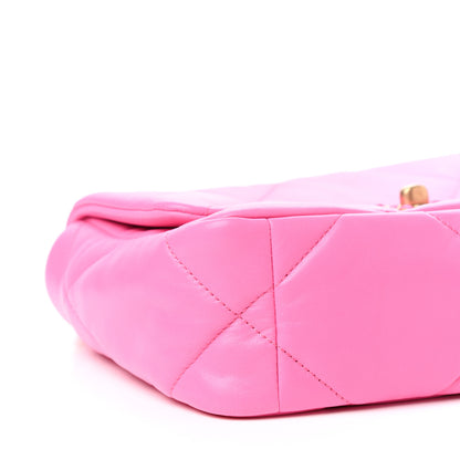 Chanel Shiny Lambskin Quilted Medium Chanel 19 Flap Neon Pink 8 of 11