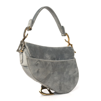 Christian Dior Velvet Crystal Mini Saddle Bag Grey 3 of 10