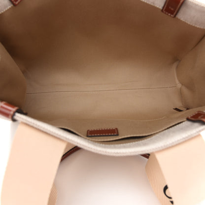 Chloe Cotton Calfskin Medium Woody Ribbon Tote White Brown 5 of 9
