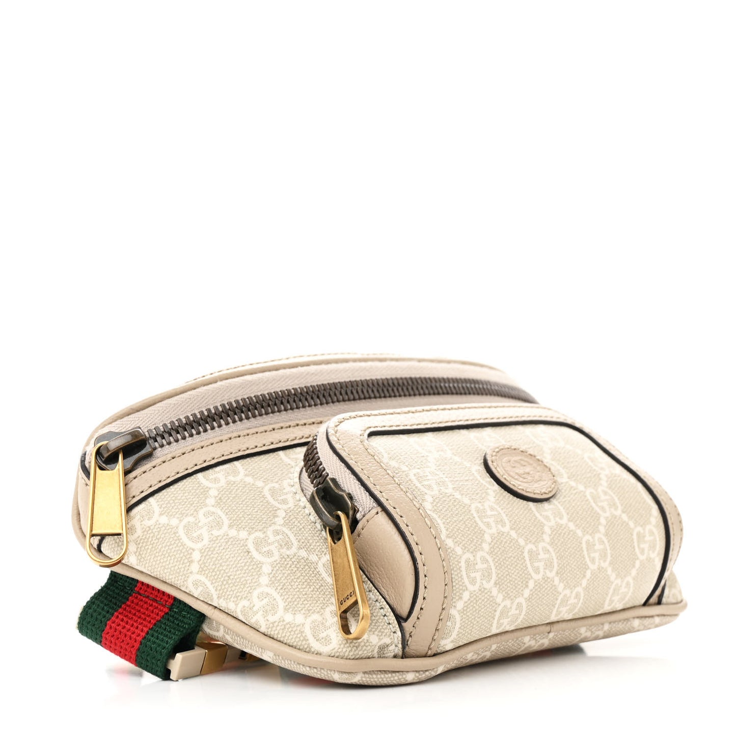 GG Supreme Monogram Textured Calfskin Web Retro Interlocking G Belt Bag Beige Mystic White Oatmeal
