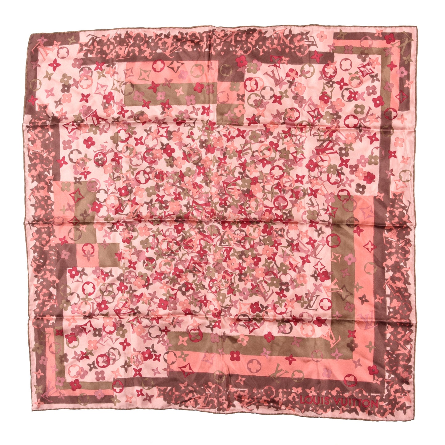 Silk Monogram Arty Square Scarf Pale Pink