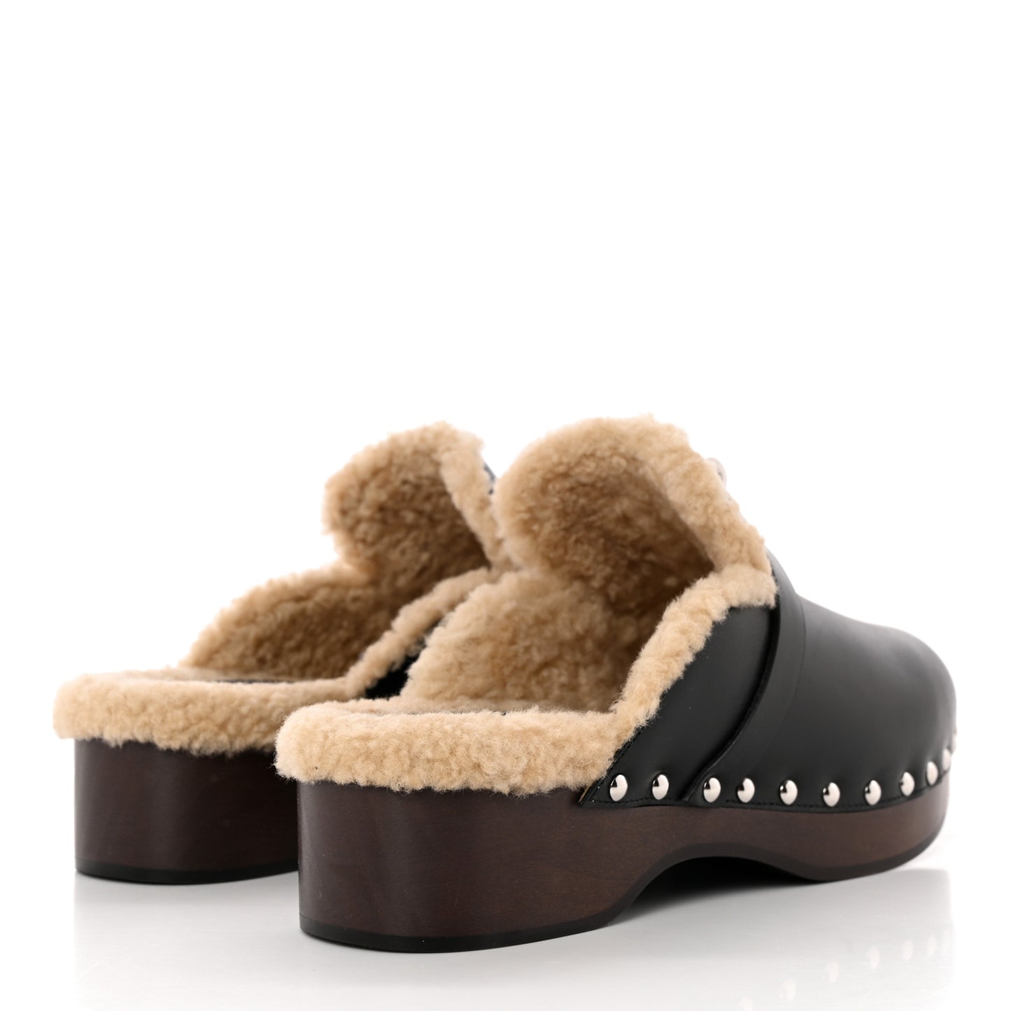 Calfskin Woolskin Carlotta Mules 38 Black