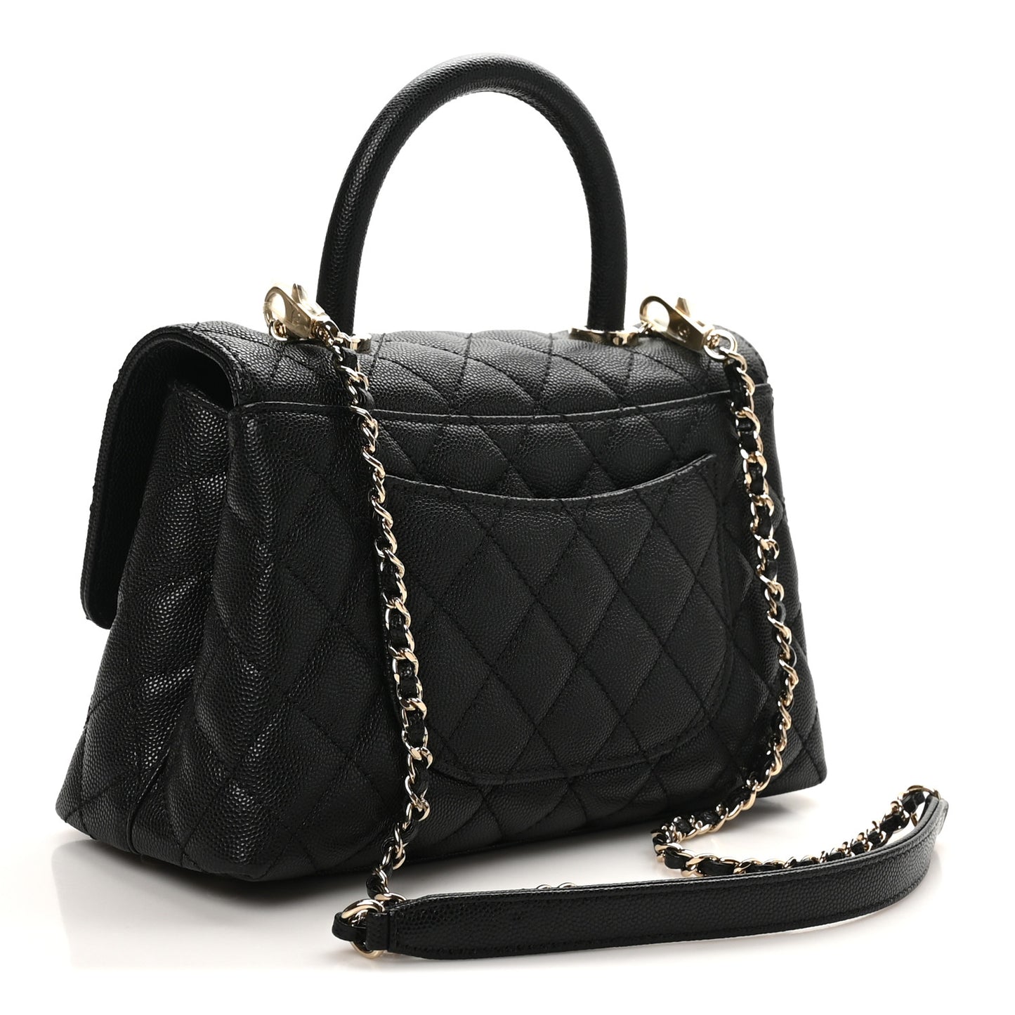 Caviar Quilted Mini Coco Handle Flap Black Black