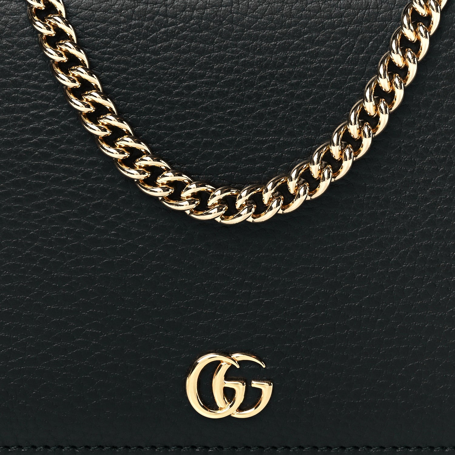 Gucci Calfskin Mini GG Marmont Chain Wallet Black 7 of 9