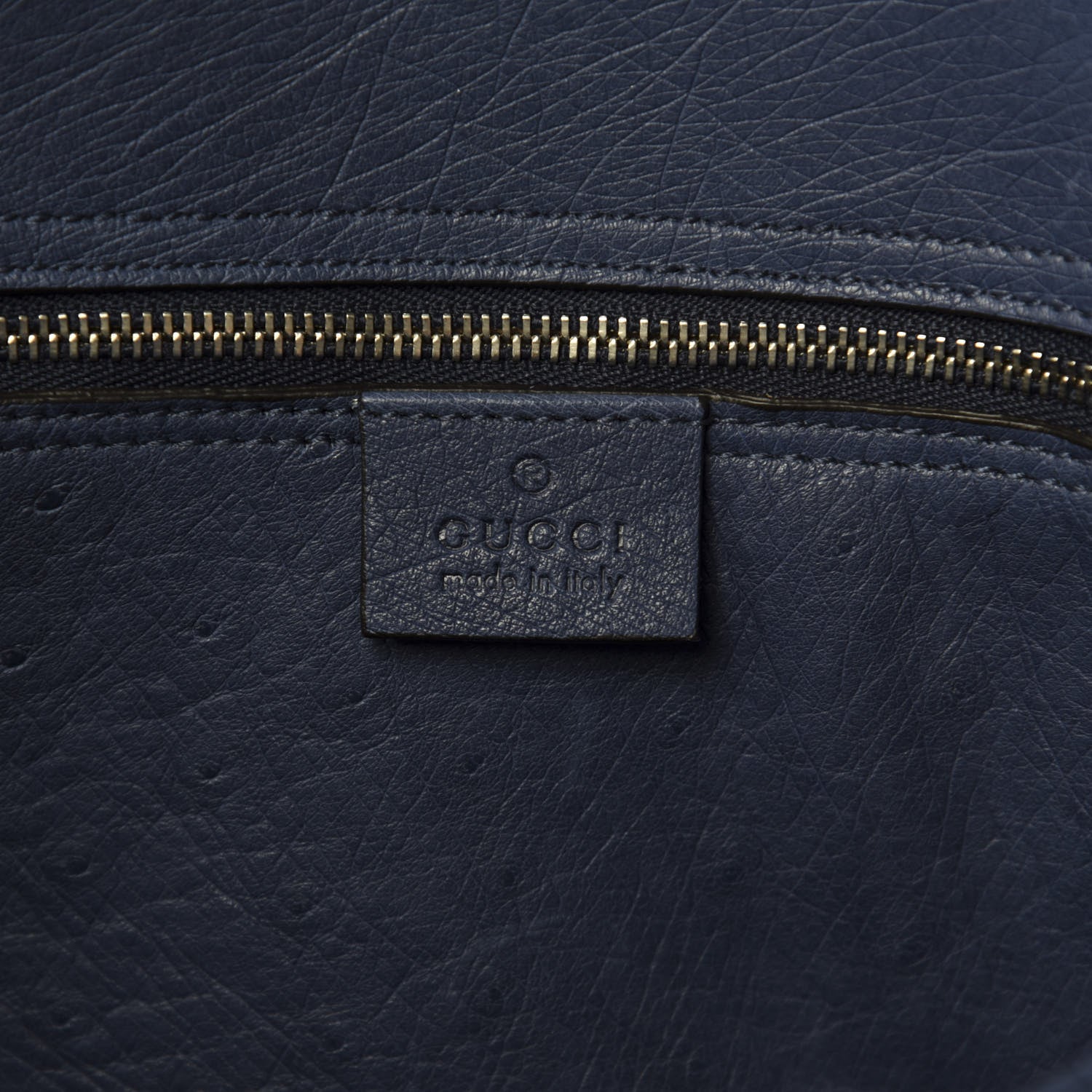 Gucci Ostrich Medium Jackie Top Handle Bag Blue 9 of 12