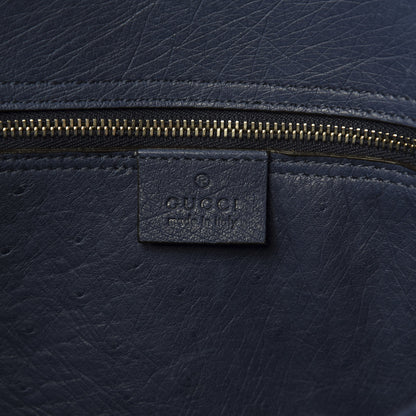 Gucci Ostrich Medium Jackie Top Handle Bag Blue 9 of 12
