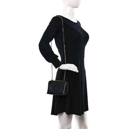 Celine Smooth Calfskin Cuir Triomphe Clutch on Chain Black 2 of 9