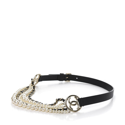Chanel Calfskin CC Pearl Chain Belt 70 28 Black 5 of 9