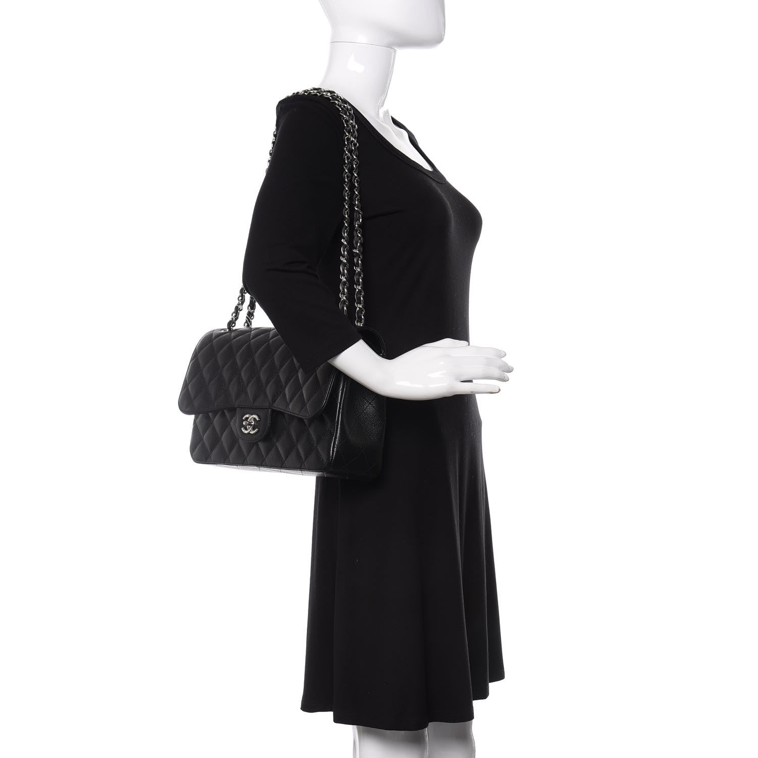 Chanel Caviar Quilted Jumbo Double Flap Black 2 of 9