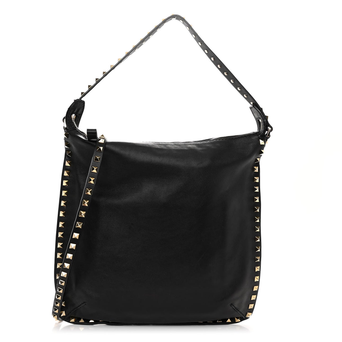 Vitello Small Rockstud Hobo Black