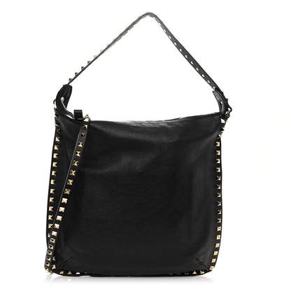Valentino Garavani Vitello Small Rockstud Hobo Black 1 of 10