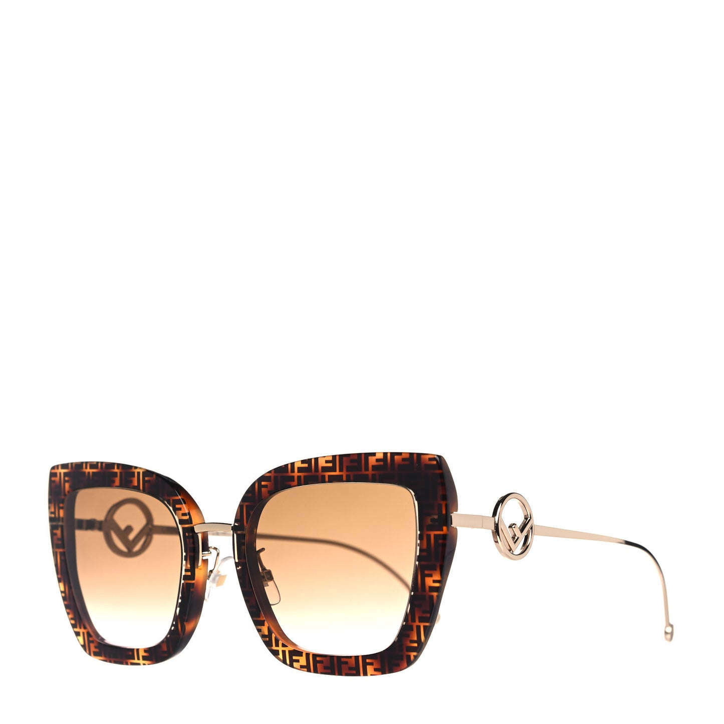 Acetate Metal F is Fendi FF Square Cat Eye Sunglasses FF 0424/F/S Havana