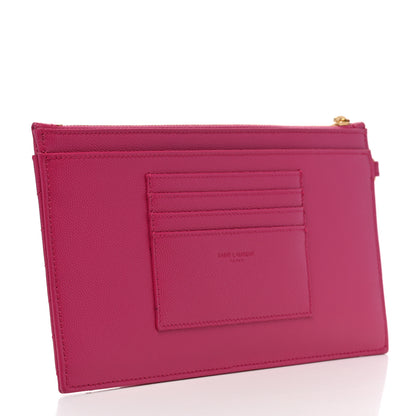 Saint Laurent Grain De Poudre Chevron Monogram Large Bill Pouch Fuxia Couture 3 of 7