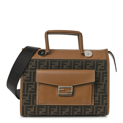 Fendi Fabric Jacquard Crosta Diamond Vitello King FF 1974 Large Soft Trunk Bag Tobacco Moro Coconut Sand 1 of 9