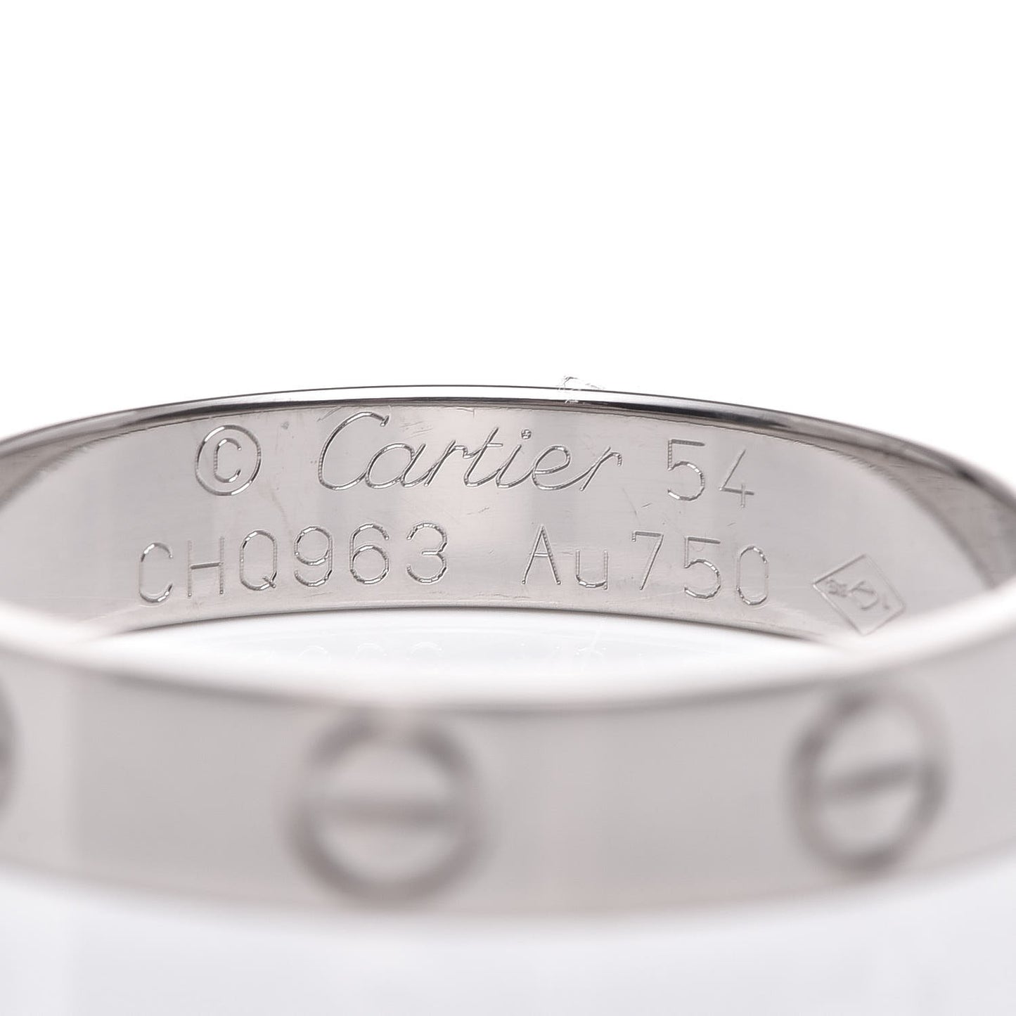 18K White Gold 3.5mm LOVE Wedding Band Ring 54 6.75