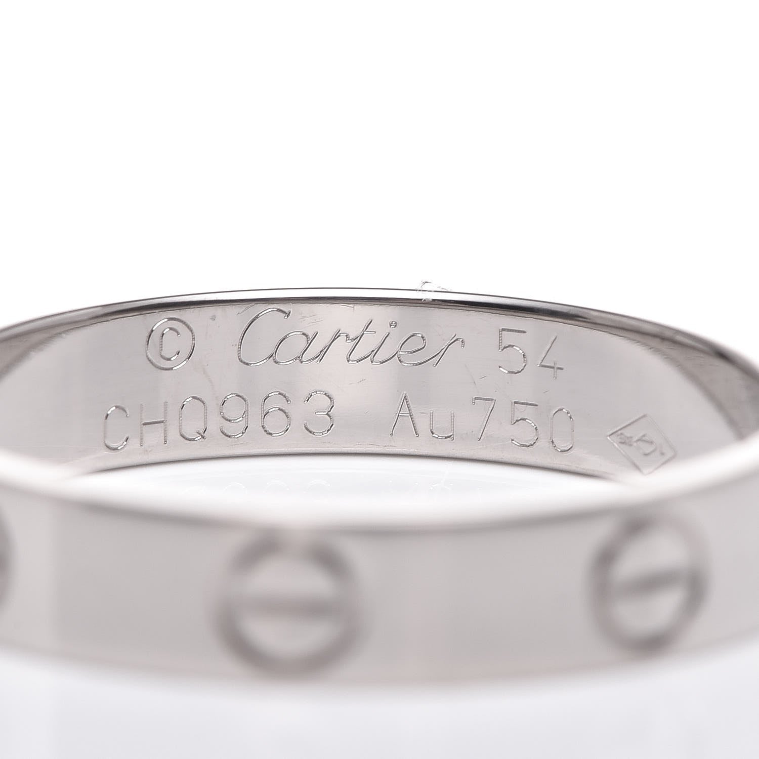 Cartier 18K White Gold 3.5mm LOVE Wedding Band Ring 54 6.75 4 of 5
