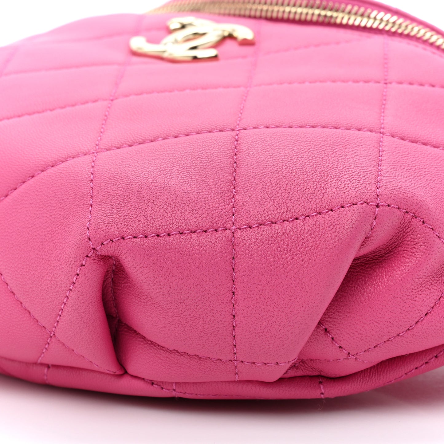 Lambskin Quilted Resin Bi-Color Waist Bag Fanny Pack Pink