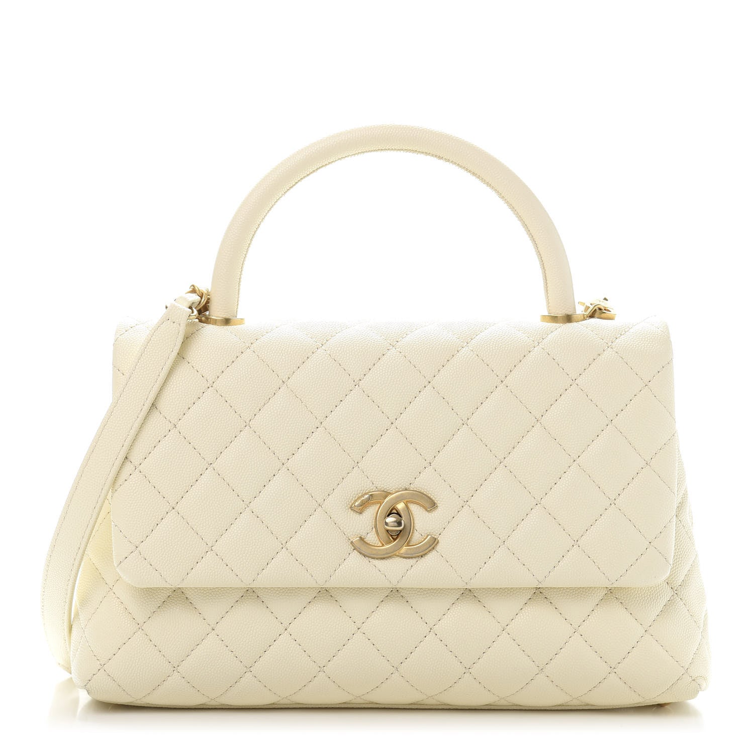 Chanel Caviar Quilted Small Coco Handle Flap White 1 of 11