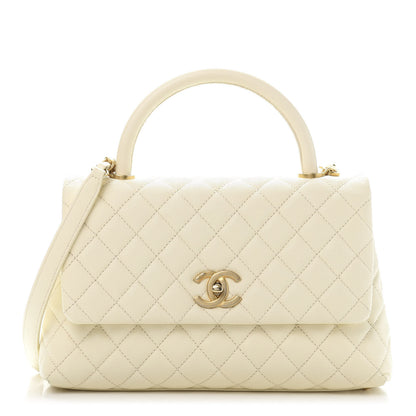 Chanel Caviar Quilted Small Coco Handle Flap White 1 of 11