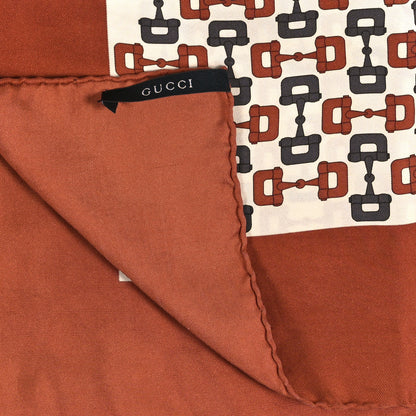 Gucci Silk Horsebit Square Scarf Ivory Brown 3 of 3