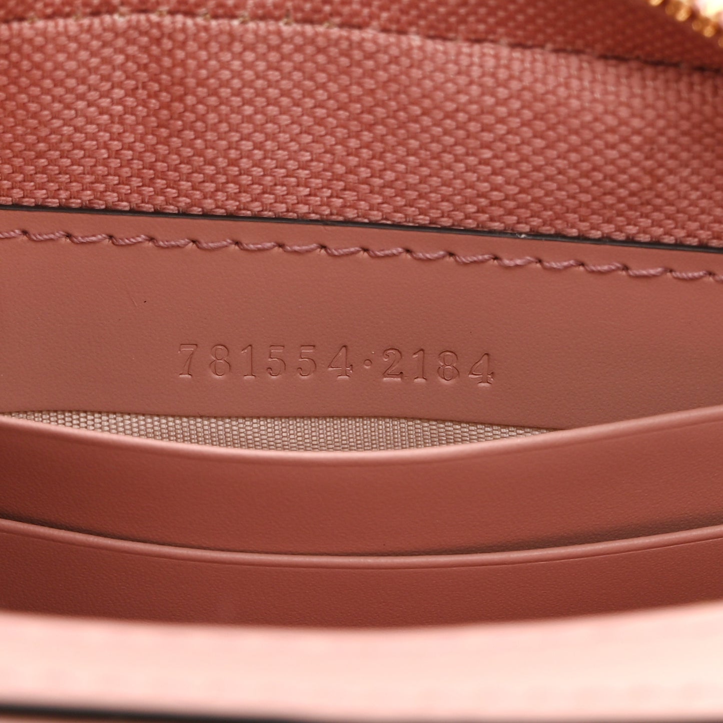 Calfskin GG Super Mini Debossed Chain Wallet Dust Carmine