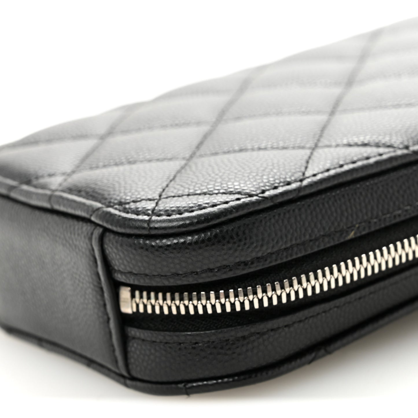 Caviar Quilted Phone Holder Wallet On Chain WOC Black