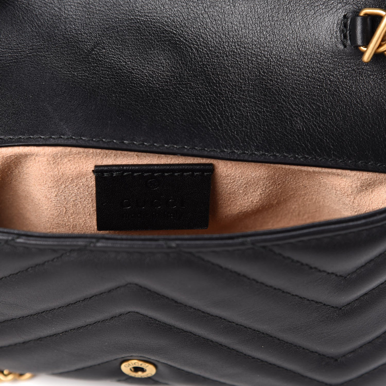 Gucci Calfskin Matelasse Super Mini GG Marmont Shoulder Bag Black 6 of 11
