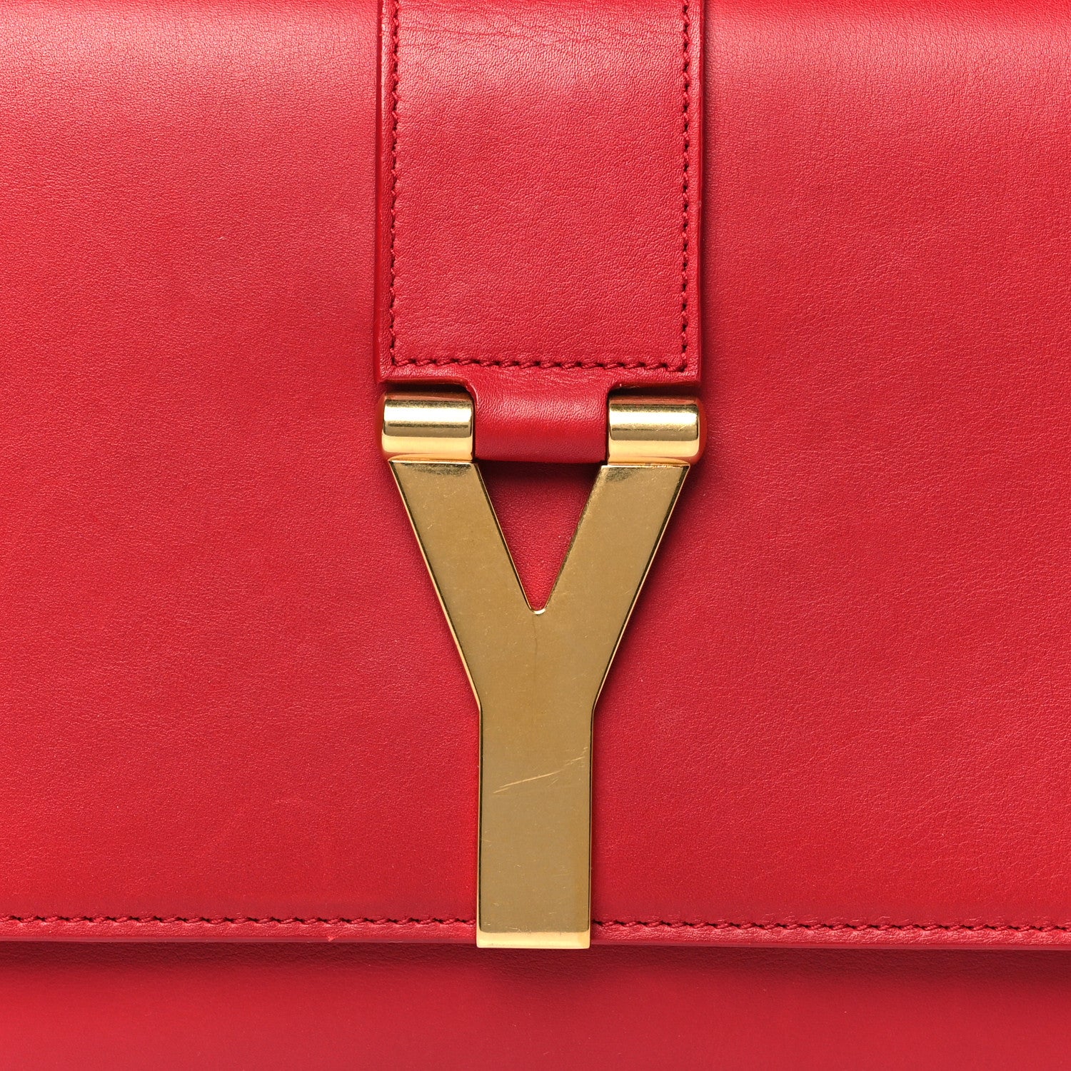 Saint Laurent Calfskin Classic Y Ligne Clutch Red 8 of 10