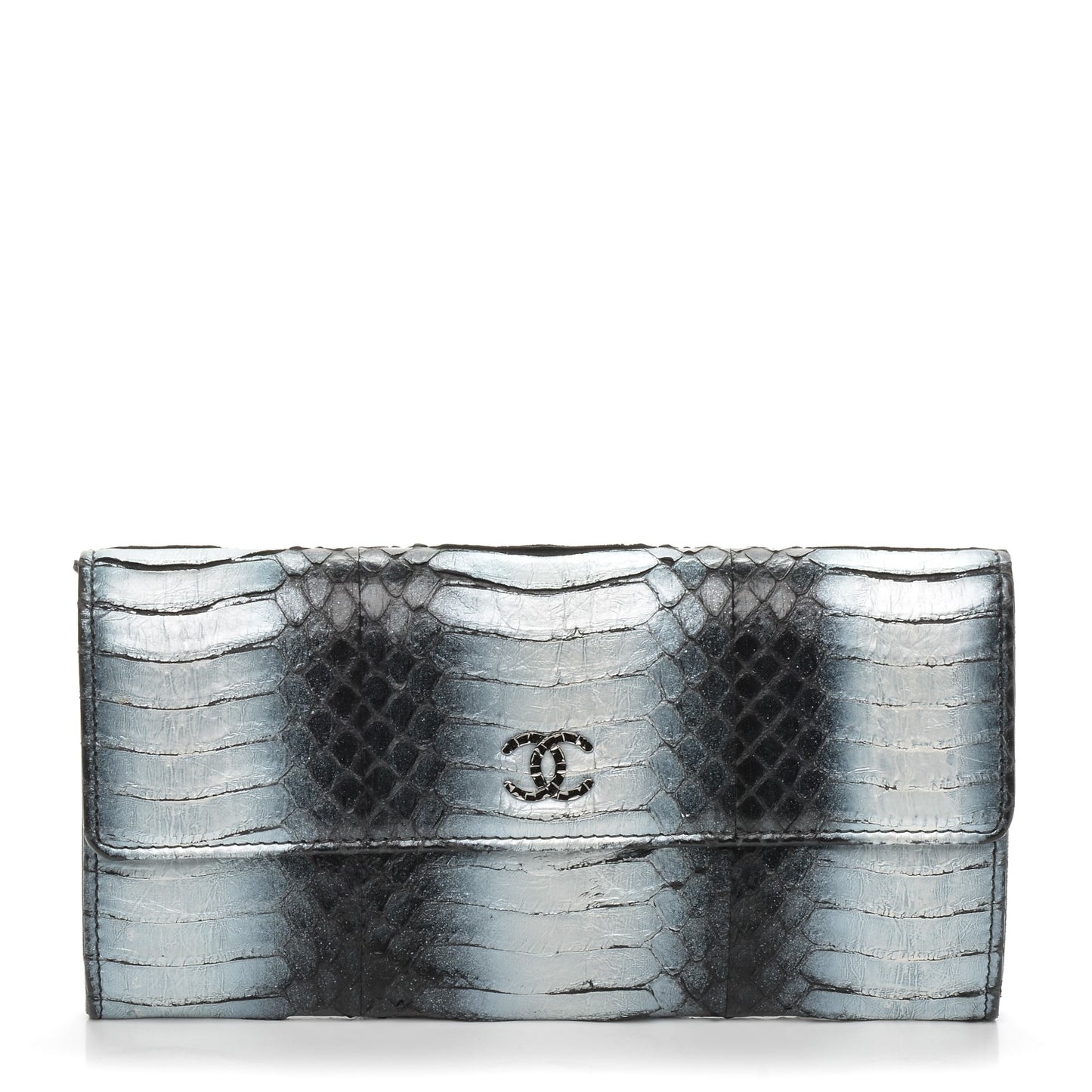 Python CC Long Flap Wallet Blue Silver