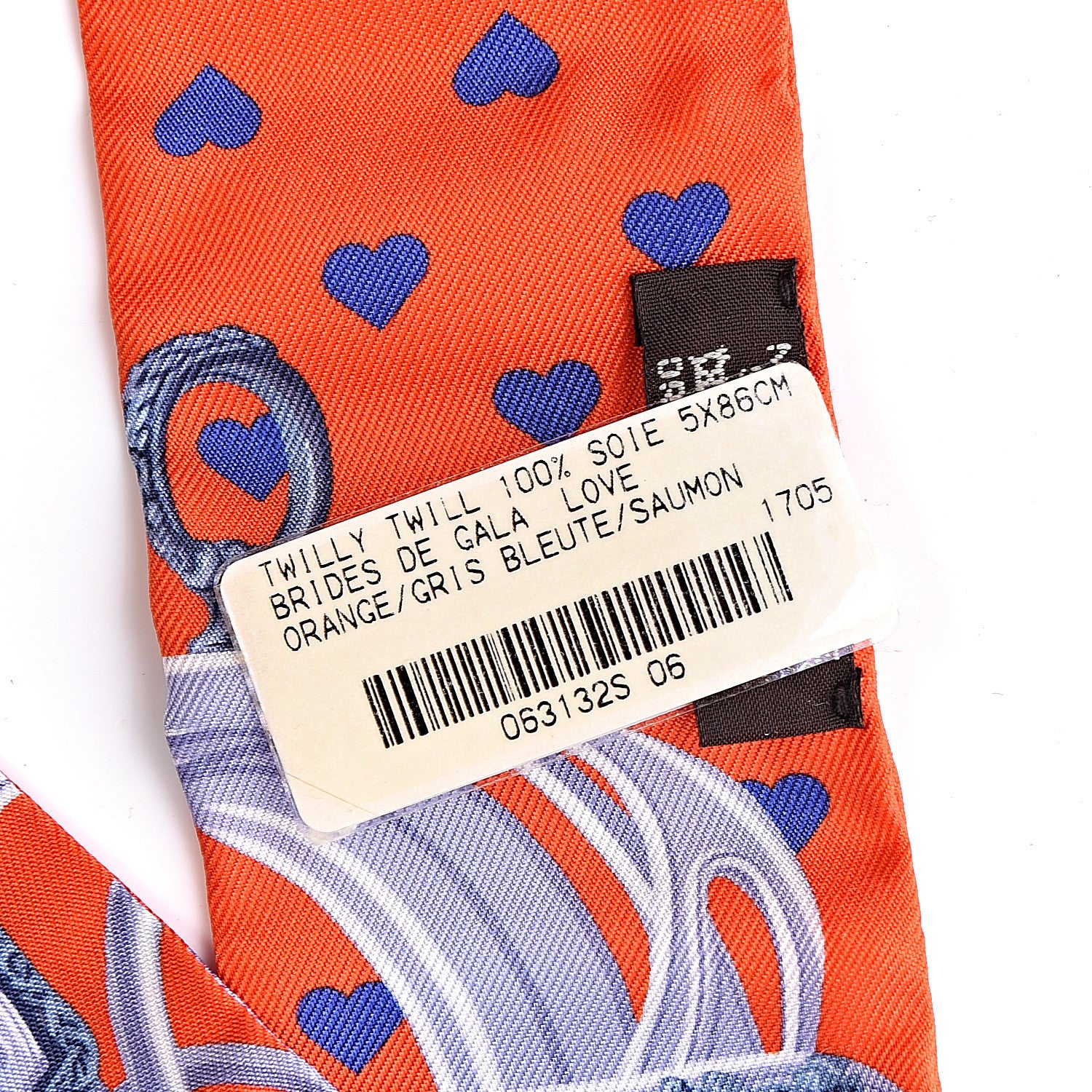 Hermes Silk Brides de Gala Love Twilly Orange Gris Bleuete Saumon 3 of 5