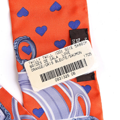 Hermes Silk Brides de Gala Love Twilly Orange Gris Bleuete Saumon 3 of 5