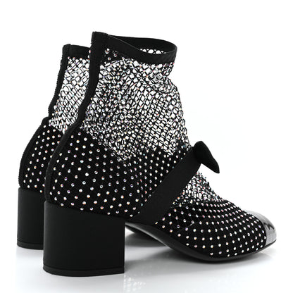 Chanel Resille Strass Kid Suede Patent Mary Jane Short Boots 38 Black 4 of 10